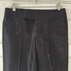 Helmut Lang Black Pants shiny silky front panel on wool trouser low waist